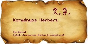 Kormányos Herbert névjegykártya